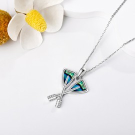 Rowing Crew Gifts S925 Sterling Silver Rowing Oars Pendant Necklace Abalone Rowing Crew Necklaces Fitness Jewelry Gifts For Rower Women Female