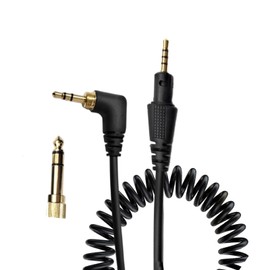 Cable de Audio en Espiral para Pionero DJ HDJ-CUE1 HDJ-CUE1BT HDJ-X5 HDJ-X7 HDJ-S7 Auriculares, Cable de Extensión de ángulo Recto de 90 Grados, con Adaptador de 6.35 mm