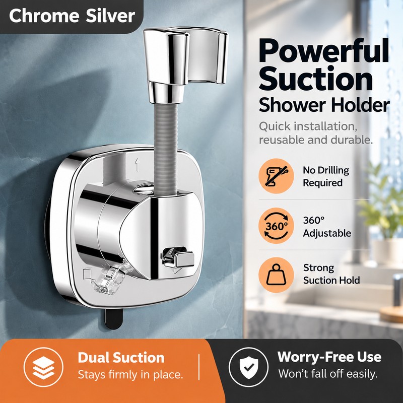 360° Adjustable Handheld Shower Head Holder for Bathroom – No-Drill