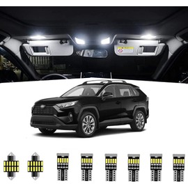 Interior LED Lights Kit Super Bright White LED Replacement Bulbs for 2006-2018 2019 2020 2021 Toyota RAV4 all Cab Sizes (10pcs LED Bulb + Install Tool)