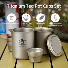 Titanium Tea Pot Cups Set Outdoor Camping Tea Service Lightweight Portable Travel Chinese Tea Ware Tea-things