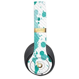 MightySkins Carbon Fiber Skin for Beats Studio 3 Wireless - Teal Splatter | Protective, Durable Textured Carbon Fiber Finish | Easy to Apply, Remove, and Change Styles | Made in The USA