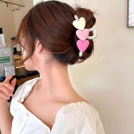 Herz Haarspangen für Damen, große Herz Haarklammern, starker Halt haar klammer, romantisches Haarstyling Zubehör, süße Klemmklammern für Damen (Color 1)