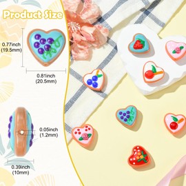 Ipotkitt 9 pcs 9 Colors Heart with Fruit Lampwork Enamel Beads Love Shape Grape Strawberry Glass Crystal Beads for DIY Jewelry Crafts Necklace Bracelet Earrings Purse Decor