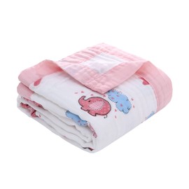 Miracle Baby Muslin Swaddle Blankets - Newborns Comfortable Receiving Blankets, Multi-Purpose Can Be Used in Cradle, Bed, Stroller and More for Boys & Girls (Elephant(120 X 120 cm))