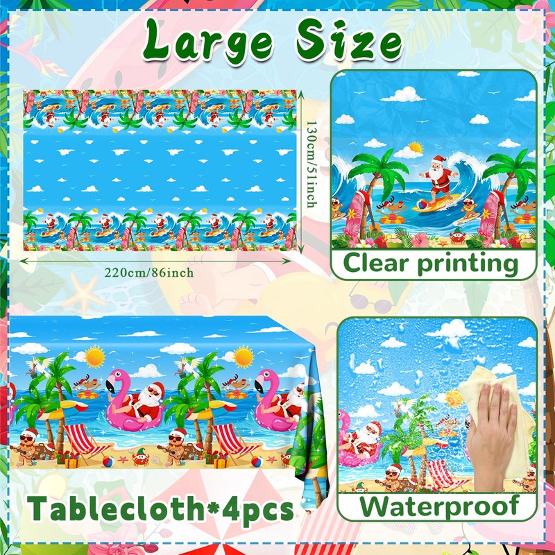 4 Pack Summer Christmas Decorations Hawaiian Beach Theme Tablecloth Baby