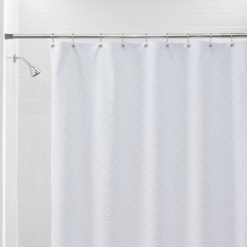 Mainstays Fabric Shower Curtain White Shells 72 x 72 New