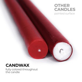 CANDWAX Burgundy 10 inch Taper Candles Pack of 4 - Unscented Dripless Burgundy Candlesticks - Perfect as Christmas Decorations and Home Decor for Dinner Table Centerpieces - Christmas Taper Candles