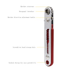 CTWHA 2PCS Red Mini Ratchet Wrench Screwdriver 1/4 Inch Hex Screwdriver Bit Drive Ratchet Wrench Elbow Head and Flat Head Reversible Drive Handle