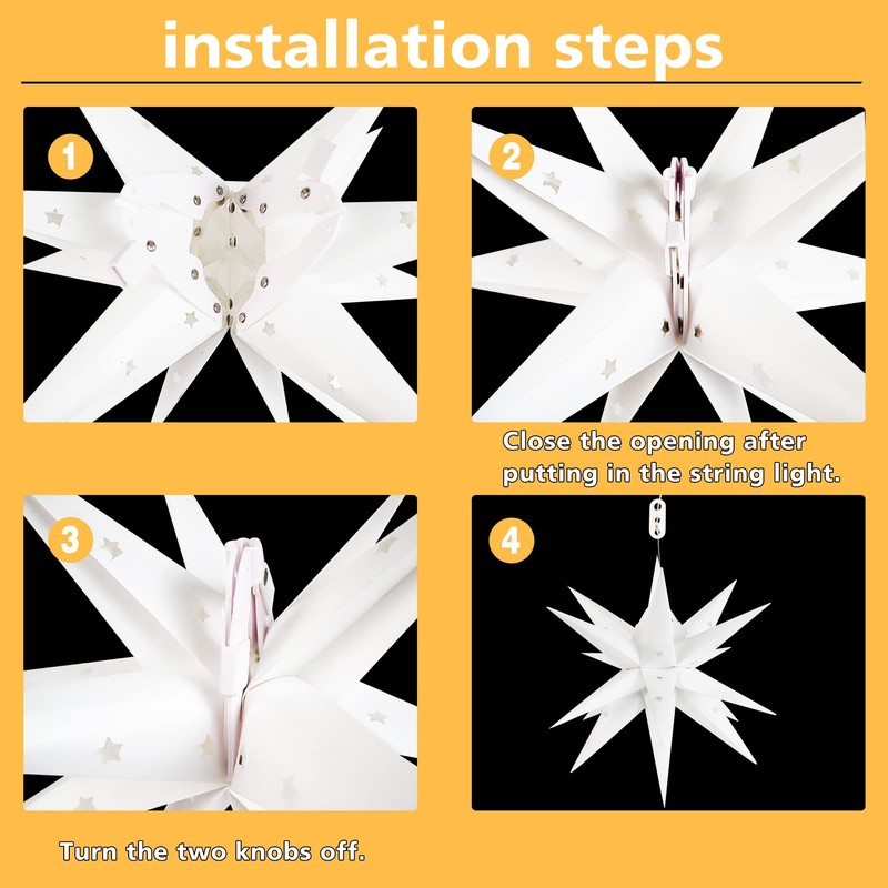 JOINTWIN 14'' Moravian Star Led 18 Point White 3D Star