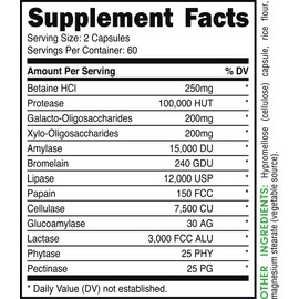 Bucked Up Digestive Enzymes (1500 mg), Essentials (60 Servings, 120 Capsules)