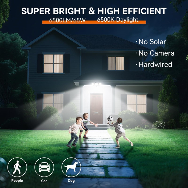 LED Security Lights Motion Sensor Outdoor Lights, 6500K Daylight, IP65