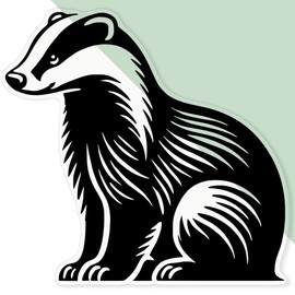 'Sitting Badger' Clear Sticker Decal – Waterproof Film for Windows, Cars, Walls & Crafts, XL (460mm) (DC00141655)