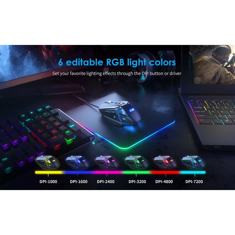 CYD C300 Kabelgebundene Gaming-Mäuse mit 7200 DPI Sensor, Gaming-Mäusen mit