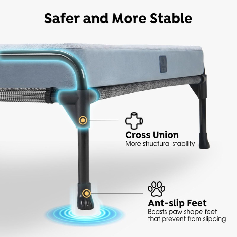 Veehoo Elevated Raised Dog Bed+Removable Dog Bed Mat-Cooling Outdoor Medium