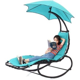 CB COZY BOX CozyBox Version 2 Replacement Cushion Pad and Umbrella for Rocking Lounge Chair Outdoor Chaise Rocker Hammock Chair Pillow (Aqua)