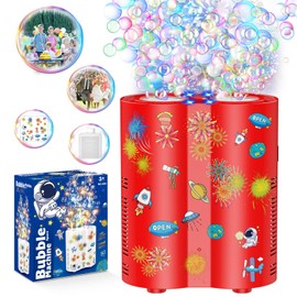 Bombble Astronaut Bubble Machine, Automatic Fireworks Bubble Machine with 240ml Bubble Solution/26 Holes/Light, Outdoor Bubble Toy for Children, Wedding, Easter, Party