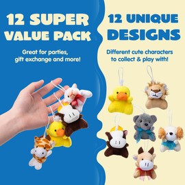 JOYIN 36 Pack Mini Animal Plush Toy Assortment (36 Units 3" Each),Bulk Stuffed Animals Party Favors for Kids, Small Animals Plush Keychain Decoration, Carnival Prizes, Valentine's Day Party Favors