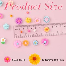 simarro 150Pcs Mini Resin Flower Charms, Cabochons Flatback Resin Daisy Flowers Charms Mixed Colors Daisy Flower Resin Slime Charms for DIY Craft Scrapbooking Hair Accessories