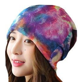 White Fang CA377 Women's Summer Knit Hat, Cotton Linen, Universe Cap, Neck Warmer