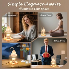 REVELBUNNY Candle Warmer Lamp with Electric Timer Dimmer Adjustable Height, Room Decor Scented Wax Melt House Warming Idea Useful, Gifts for Women Who Have Everything Mom Men