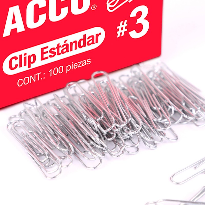 ACCO Clip Estándar, Sujeta Hasta 15 Hojas, 25.5 mm, caja