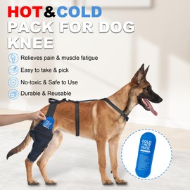Dog ACL Brace Hind Leg, Hot/Cold Compress Dogs Knee Brace for Joint Pain, Knee Discomfort, Removable Gel Packs Pet Leg Brace, Rear Left Leg, L