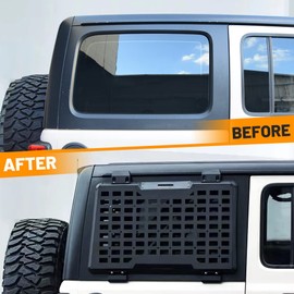 FURYENGRAVER Rear Window Storage Molle Panel Flank Kit Rear Window Protective Decoration for Jeep Wrangler 2018-2025 JL 4 Doors