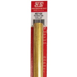 K&S 8144 Round Brass Tube, 21/32" OD x 0.014" Wall x 12" Long, 1 Tube, Made in USA