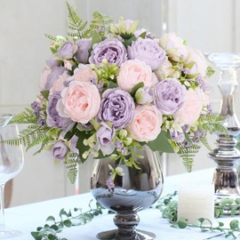 MARTINE MALL 2 Packs Peonies Artificial Flowers, Pinkish-Purple Artificial Peonies, Silk Peonies Flowers Fake Peonies Artificial Flowers Peonies Bouquet for Centerpiece Table Wedding Party Home Decor