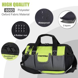 FASTPRO 2-Piece Tool bags, 13-inch & 16-inch Wide Mouth Tool Storage Bags included, Multi-pocket Tool Organizer with Adjustable Shoulder Strap