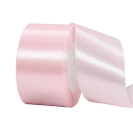 Light Pink Satin Ribbon 2 Inch x 25 Yards, Solid Color Fabric Silk Ribbon for Gift Wrapping, Hair Bows, DIY Crafts, Wreaths, Floral Bouquets, Chair Sash, Christmas, Baby Shower, Wedding Party