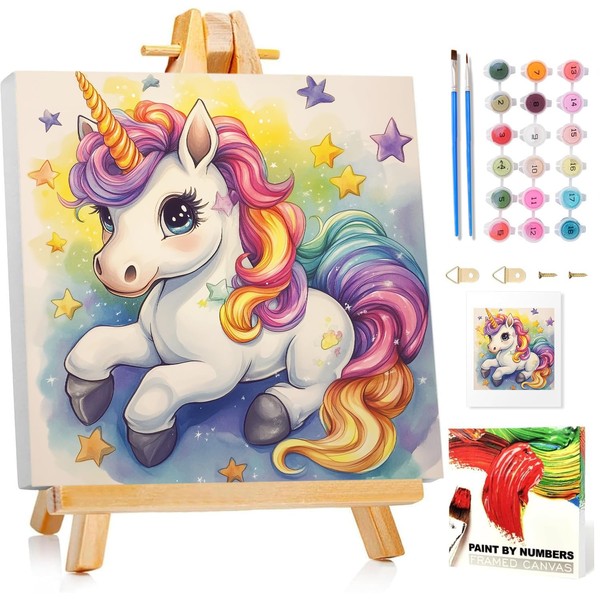Painting by Numbers Children with Frame, Unicorn Painting by Numbers