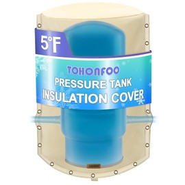3-Way Round Well Pressure Tank Cover (5F) - Insulated Pump Cover - Thickened 3 Layers, Freeze Proof, 20" Dia x 34"H, Beige