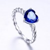Merthus 8x8mm Heart Shape Simulated Blue Sapphire 925 Sterling Silver