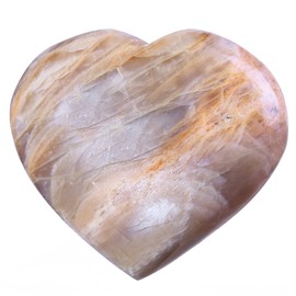 Sportmusies Natural Orange Moonstone Heart Stone Figurine, 1.77-2.36 inches