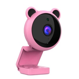 BitTekk Bear Cam 1080p Streaming Webcam - USB Connectivity - Cute Pink Aesthetic Video Recorder - Built-in Mic - Works with All Computers - Easy to Use