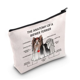 LEVLO Funny Biewer Terrier Lovers Gift The Anatomy of A Biewer Terrier Clever Minds Cosmetic Bags Biewer Terrier Veterinary Mom Travel Toiletry Bag, Biewer Terrier, Daily