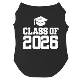 Class of 2026 Graduation Dog Tee Shirt Sizes for Puppies, Toys, and Large Breeds (Black, X-Large 1150)