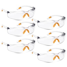 Fosoloni Pack of 6 Safety Glasses, Protective Glasses, Dustproof, Transparent Eye Protection Glasses, for Safe Protection, Eye Protection Glasses, Safety Glasses, Laboratory Glasses, Scratch-Resistant