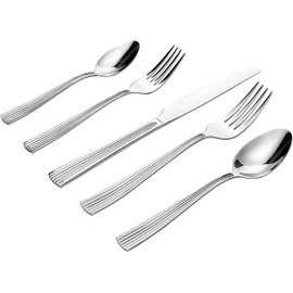 KOOMADE EMPIRE 40-Piece Silverware Set for 8, Mirror Polished Stainless Steel Flatware (Dinner, Salad Forks, Knives, Spoons, Teaspoons) Dishwasher Safe