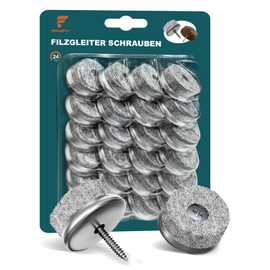 shinfly Felt Glides for Chairs 24 Pieces - Diameter 28 mm Chair Felt Glides Screws with 4 mm Thick Felt - Chair Glides Fliz Furniture Glides for Furniture Floors