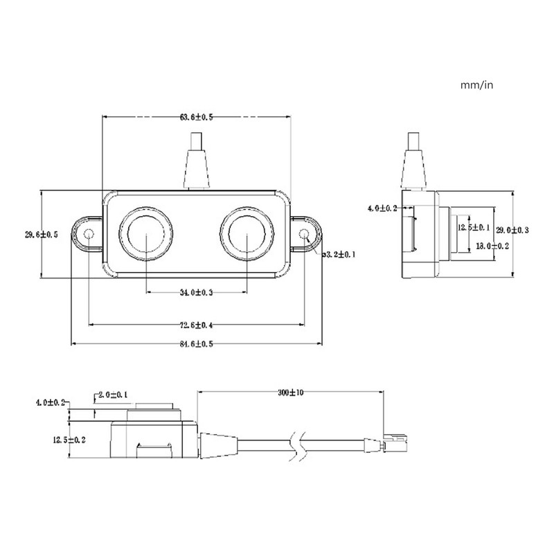 Ultrasonic Distance Sensor UART Controlled 3‑450cm Ranging DC 3.3V‑5V Waterproof