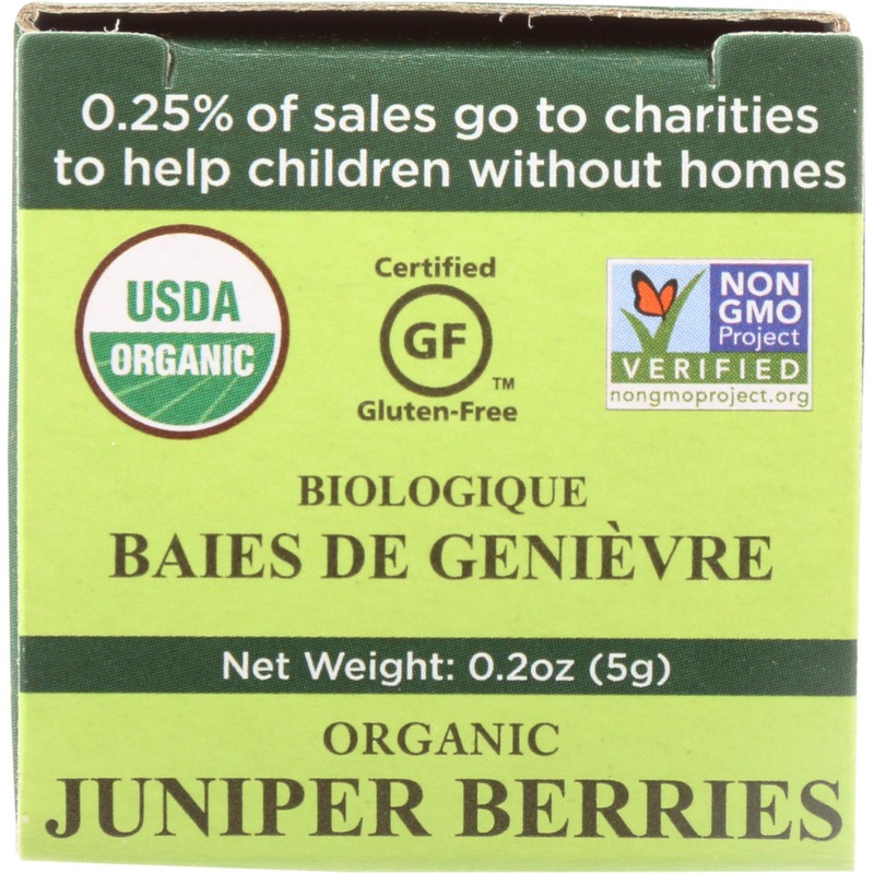 Spicely Organic Juniper Berries Whole 0.20 Ounce ecoBox Certified Gluten-Free
