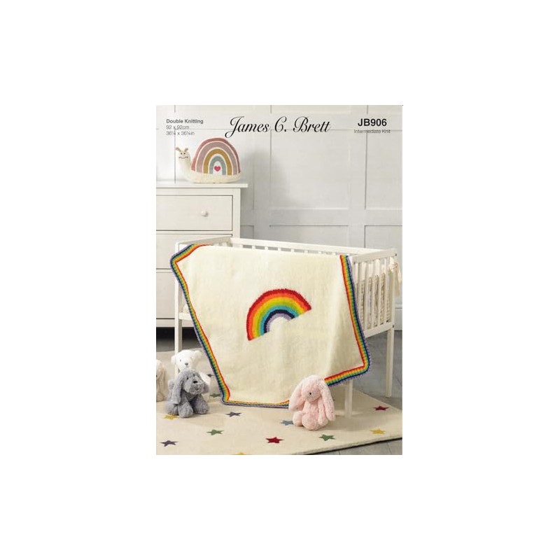 James Brett Double Knit Pattern Kids Baby Rainbow Design Blanket