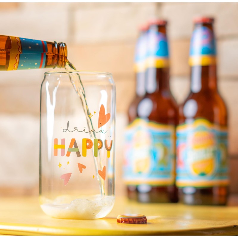 Karma Can Beer Glass, 16 oz, Rainbow