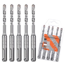 HPMAISON SDS Plus Rotary Hammer Drill Bit Set 6mm x 110mm, 5PCS Cross Drill Bits Hammer Impact Drill Bit 4-Cutter Carbide Tips for Drilling Stone, Concrete, Brick Wall, Cement, Masonry