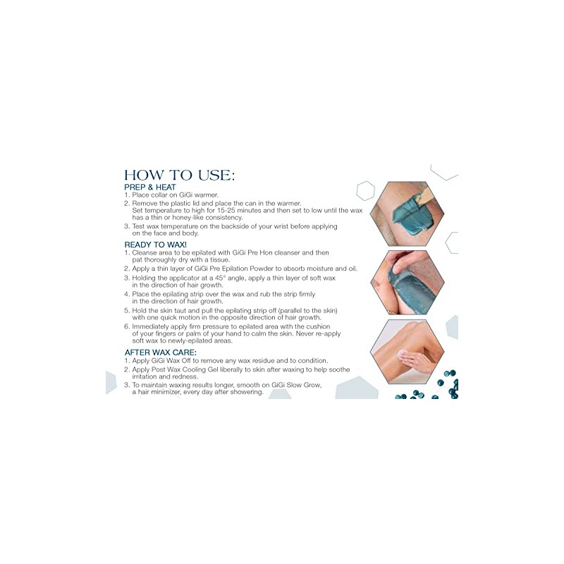 GiGi Hard Wax Beads, Soothing Azulene Hair Removal Wax for