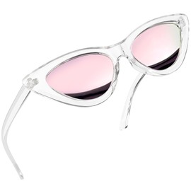 Joopin Polarized Pink Cateye Sunglasses Mirrored, Thick Clear Frame Cat Eye Sun Glasses, Chic Sweet Shades Ladies Vacation