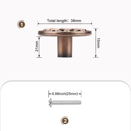 EZRENOVA Single Hole Antique Copper Solid Zinc Alloy Cabinet Handles (30 Pack) | Floral Embossed Kitchen Drawer Pulls, Southern Hills Style Cabinet Hardware for Dressers & Cabinets